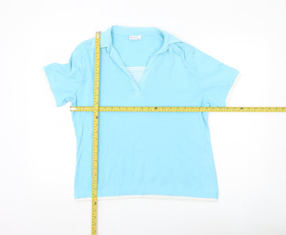 Damart Women’s Blue Cotton Polo Shirt Size 14 Short Sleeve Casual
