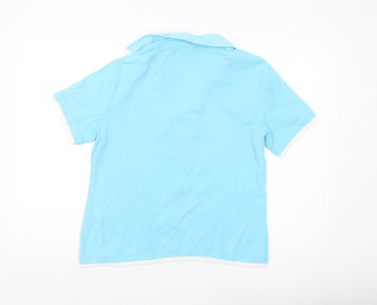 Damart Women’s Blue Cotton Polo Shirt Size 14 Short Sleeve Casual
