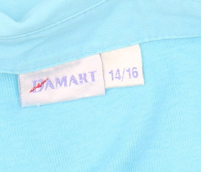 Damart Women’s Blue Cotton Polo Shirt Size 14 Short Sleeve Casual