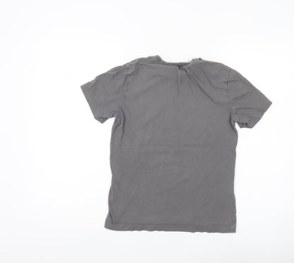 Adidas Boys Grey T-Shirt 11-12 Years Short Sleeve Cotton Logo Sports Top
