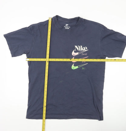 Nike Men’s Blue Graphic Logo T-Shirt Size M Loose Fit Short Sleeve