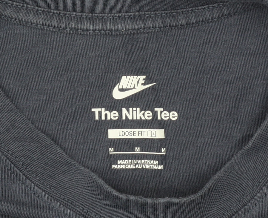 Nike Men’s Blue Graphic Logo T-Shirt Size M Loose Fit Short Sleeve