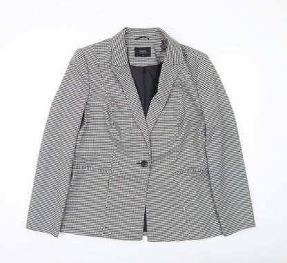 Papaya Women Black Houndstooth Blazer Size 16 Workwear Jacket