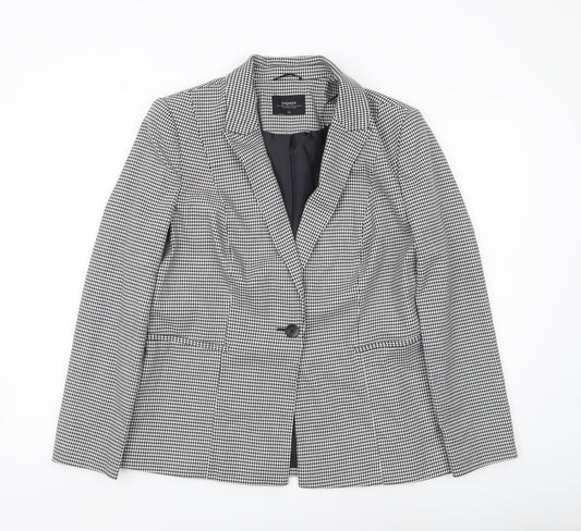 Papaya Women Black Houndstooth Blazer Size 16 Workwear Jacket