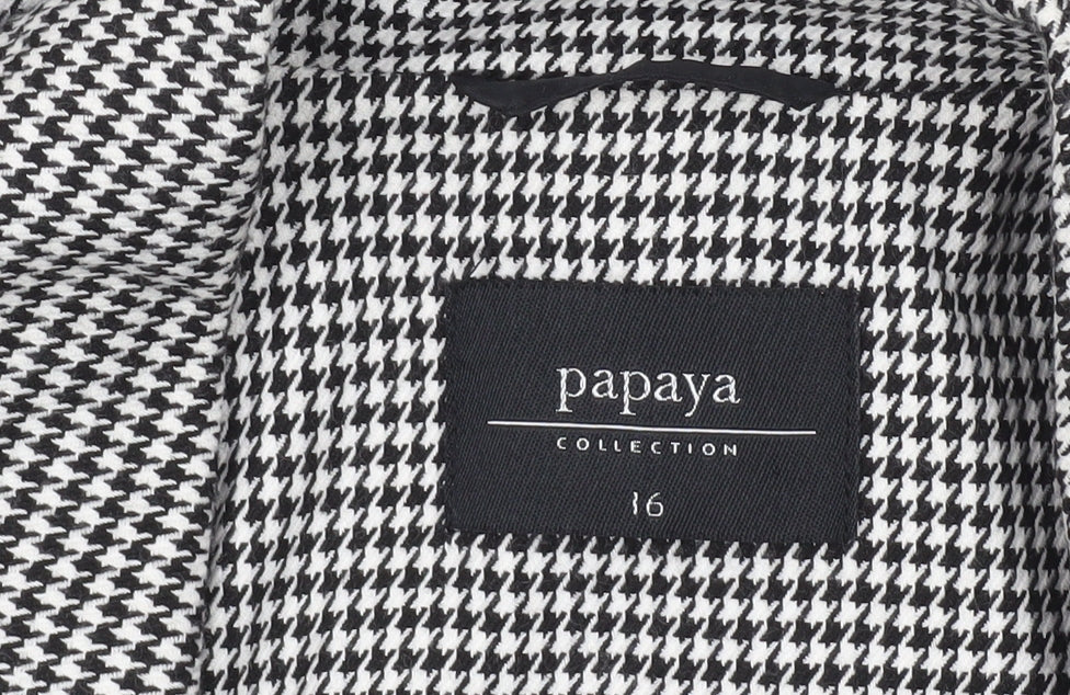 Papaya Women Black Houndstooth Blazer Size 16 Workwear Jacket