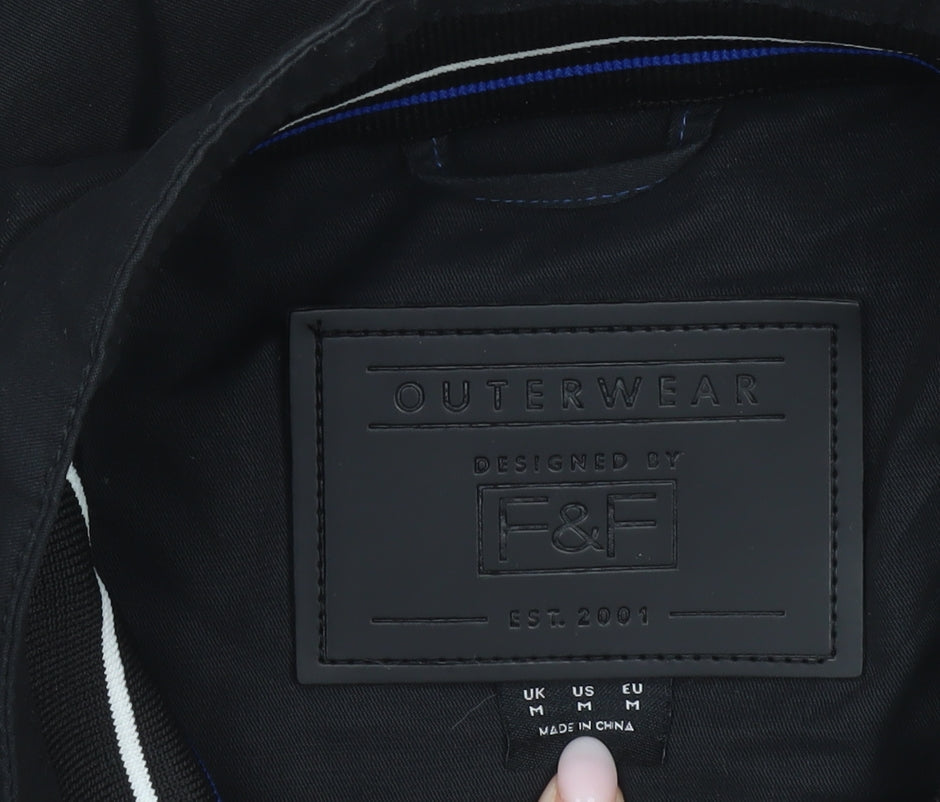 F&F Men's Black M Basic Zip Jacket Cotton Nylon Casual