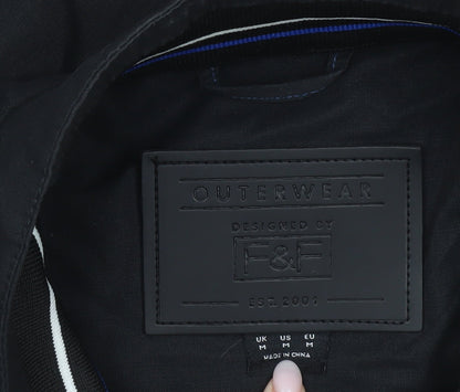 F&F Men's Black M Basic Zip Jacket Cotton Nylon Casual