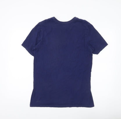 Nike Men's Blue Medium Athletic Fit Graphic Logo T-Shirt