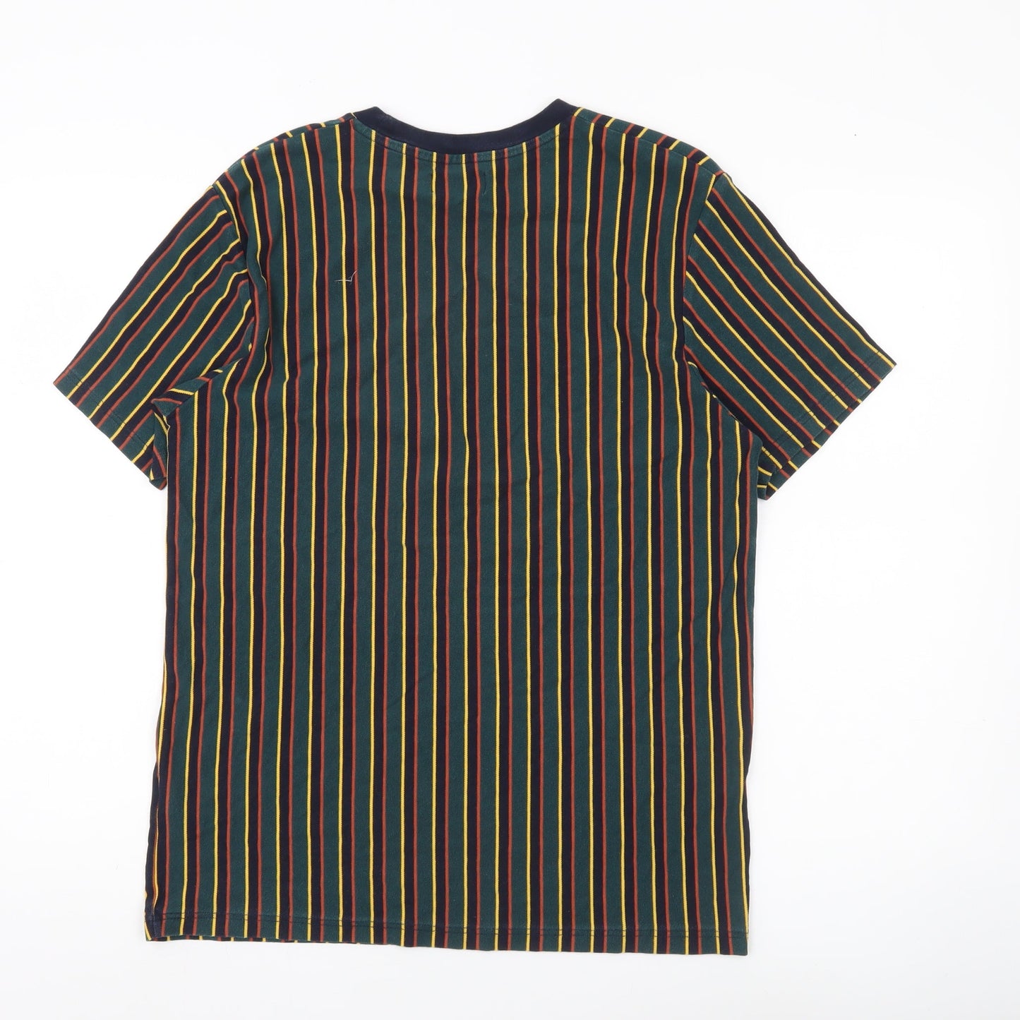 Topman Men's Multicoloured Striped Cotton Crew Neck T-Shirt M