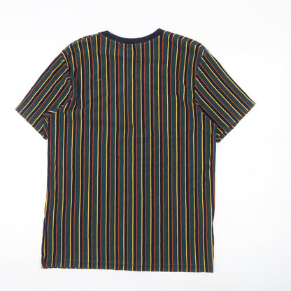Topman Men's Multicoloured Striped Cotton Crew Neck T-Shirt M