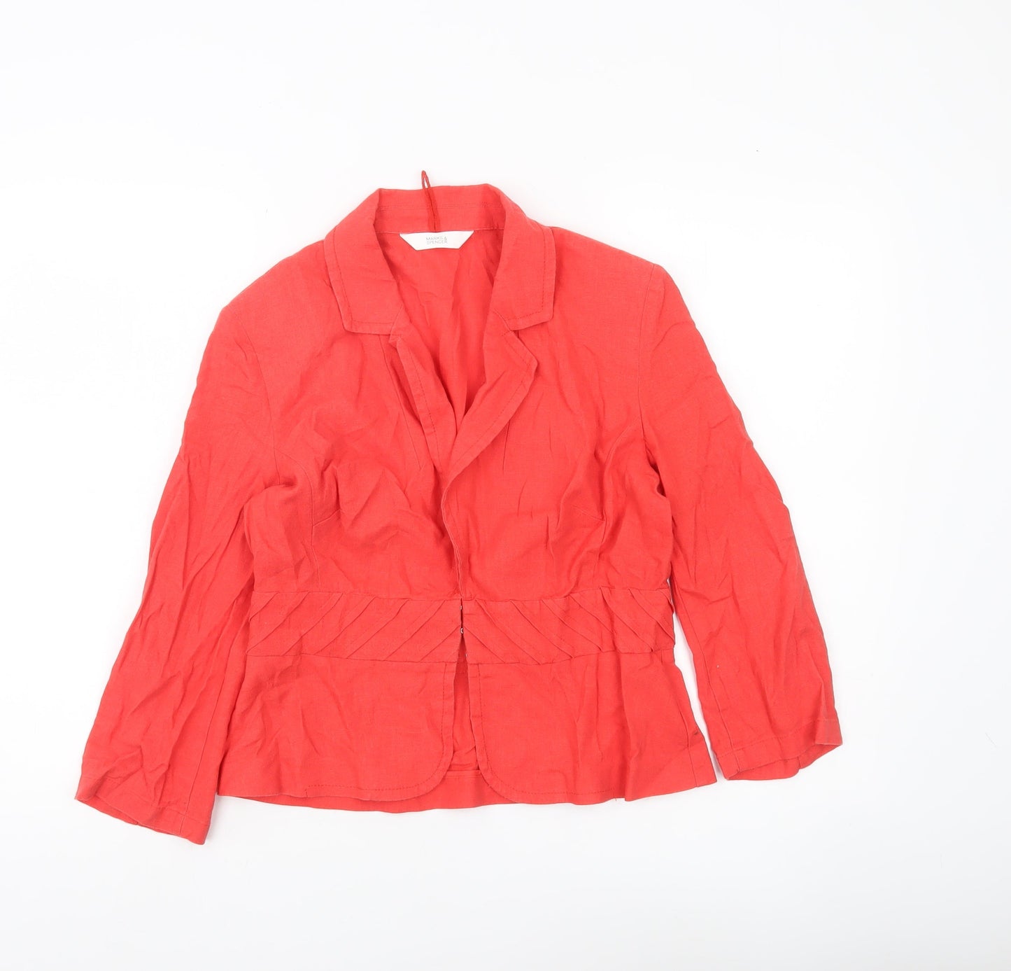 Marks and Spencer Women’s Red Single-Breasted Suit Jacket UK 10 Linen Blend
