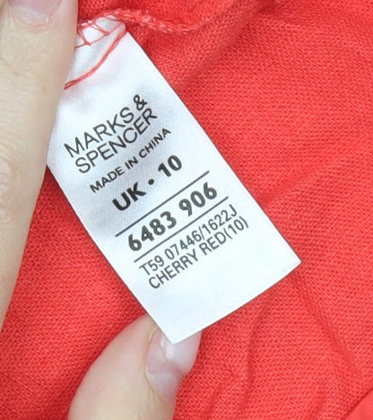 Marks and Spencer Women’s Red Single-Breasted Suit Jacket UK 10 Linen Blend