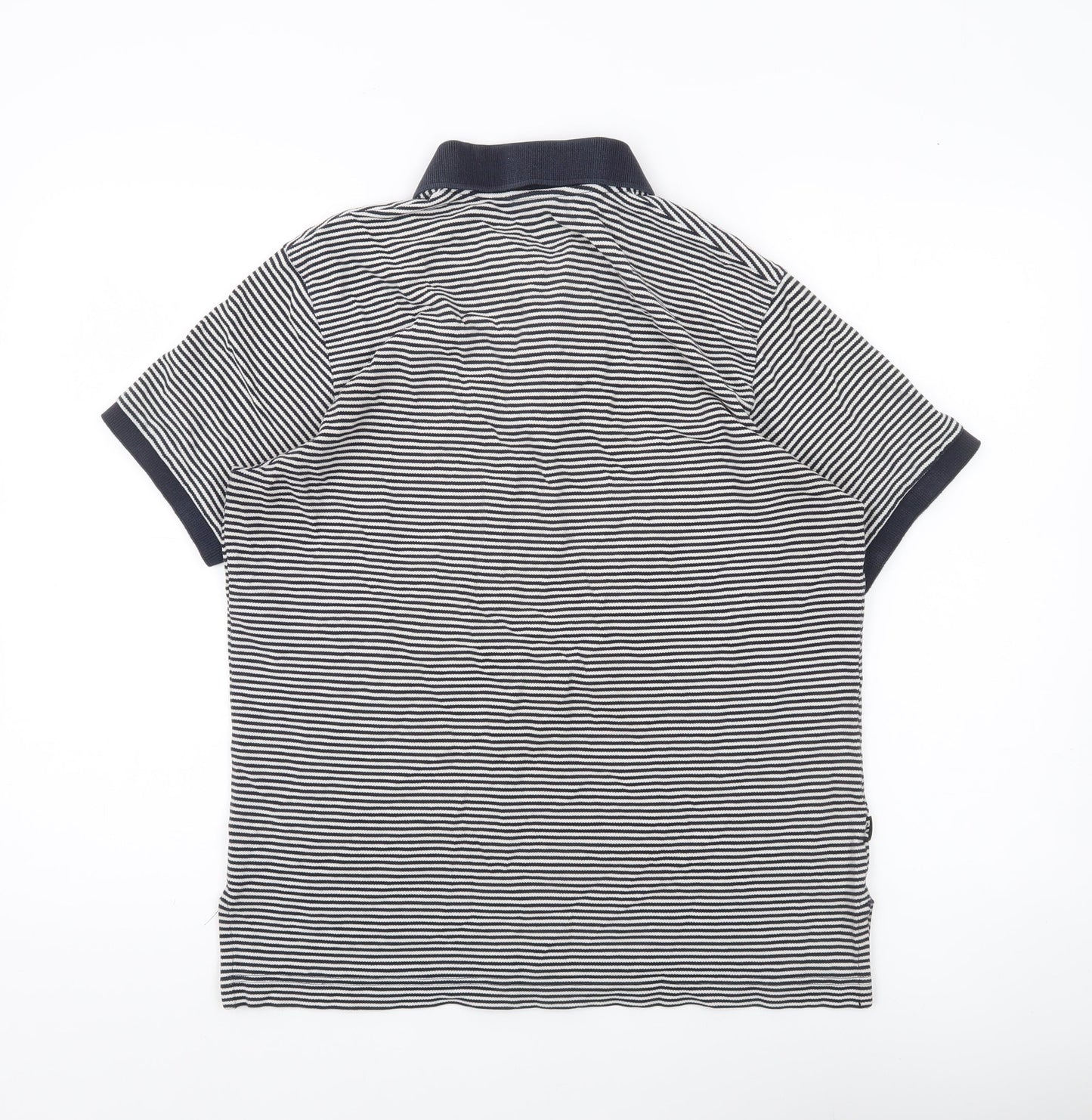 Franklin & Marshall Mens Blue Striped Polo Shirt Size L Cotton