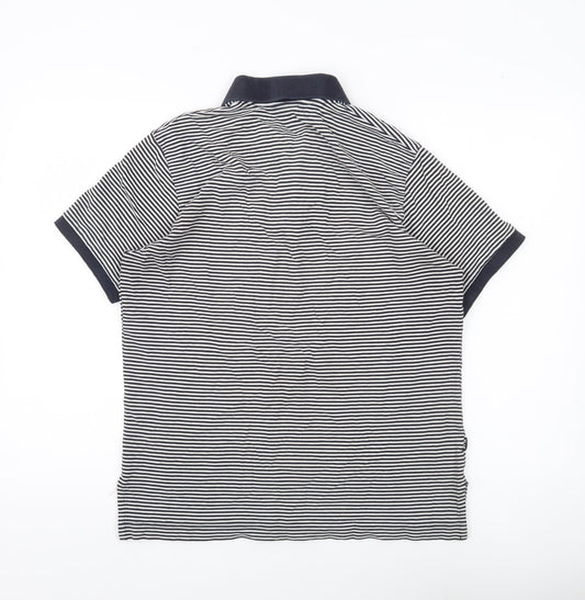 Franklin & Marshall Mens Blue Striped Polo Shirt Size L Cotton