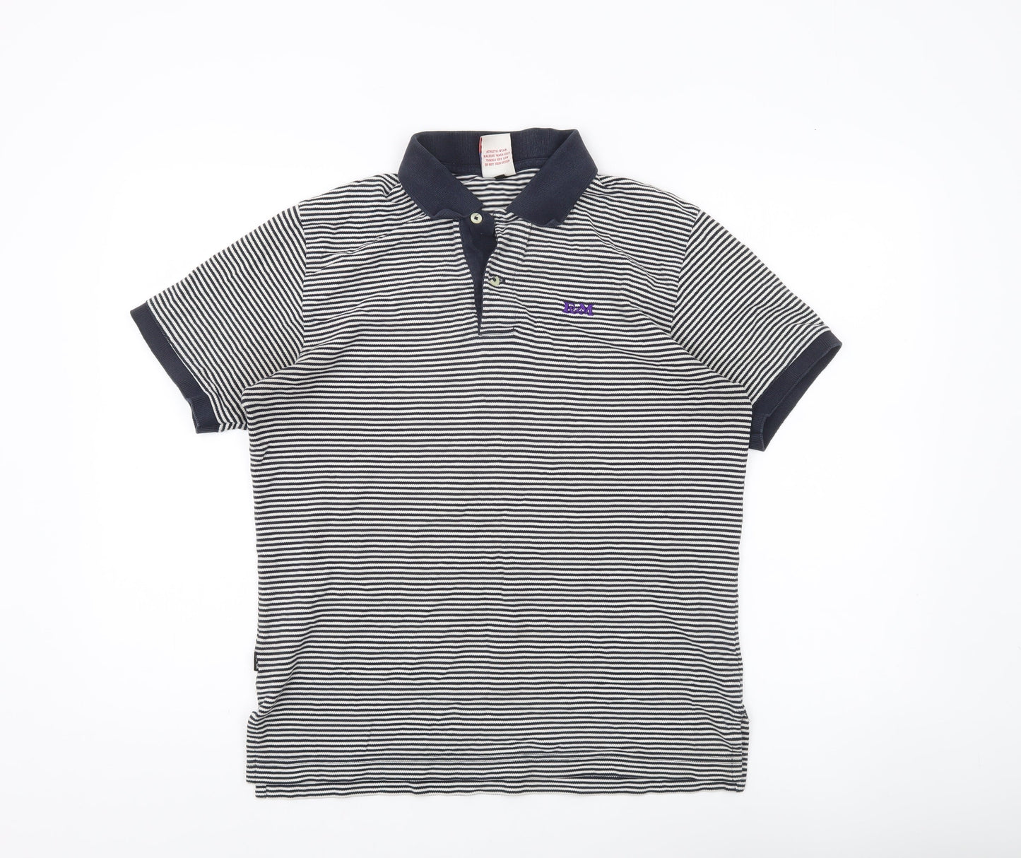 Franklin & Marshall Mens Blue Striped Polo Shirt Size L Cotton