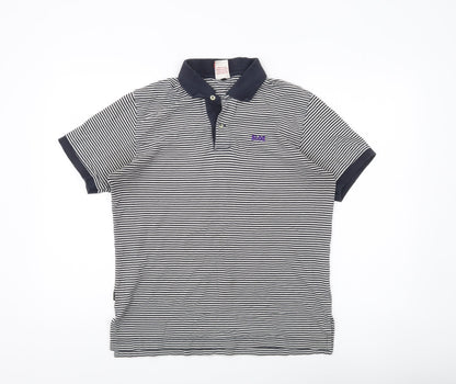Franklin & Marshall Mens Blue Striped Polo Shirt Size L Cotton