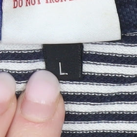 Franklin & Marshall Mens Blue Striped Polo Shirt Size L Cotton