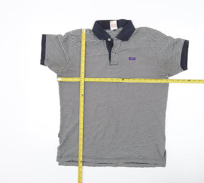 Franklin & Marshall Mens Blue Striped Polo Shirt Size L Cotton