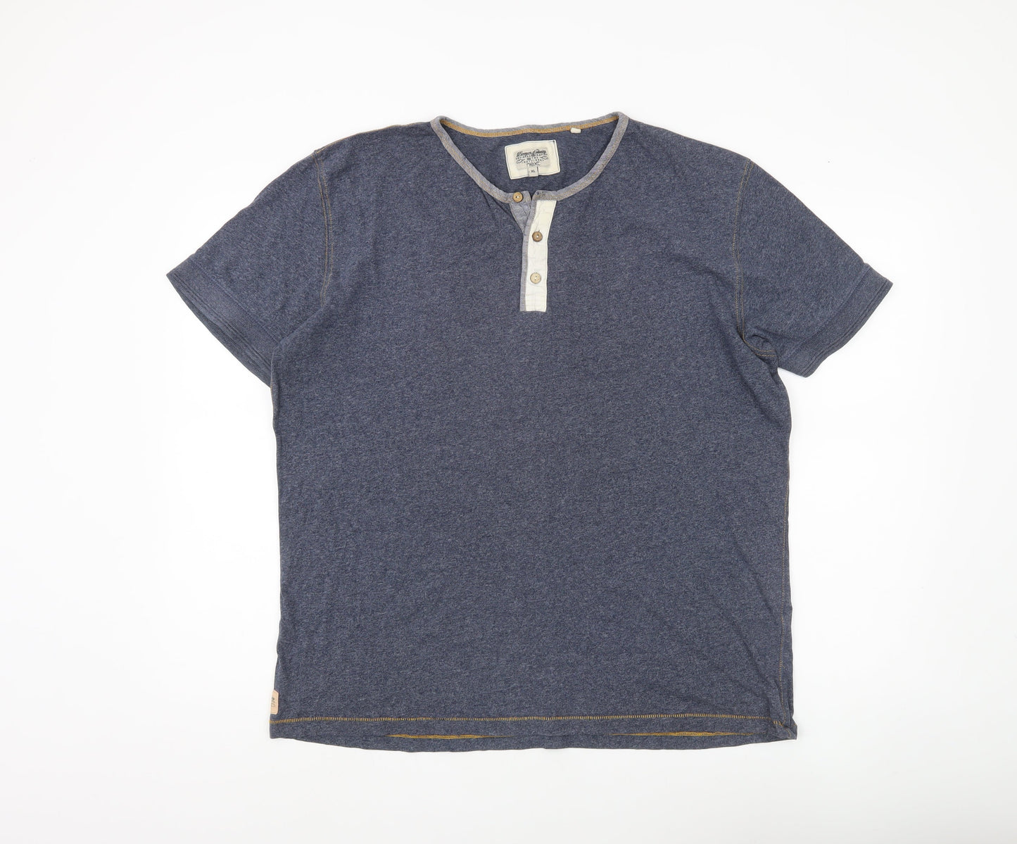 Next Men’s Blue XL Henley Short Sleeve Cotton T-Shirt