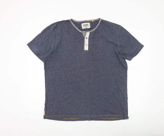 Next Men’s Blue XL Henley Short Sleeve Cotton T-Shirt