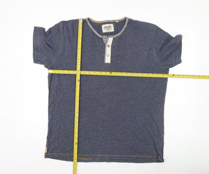 Next Men’s Blue XL Henley Short Sleeve Cotton T-Shirt