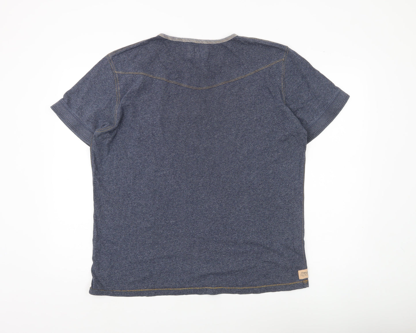 Next Men’s Blue XL Henley Short Sleeve Cotton T-Shirt