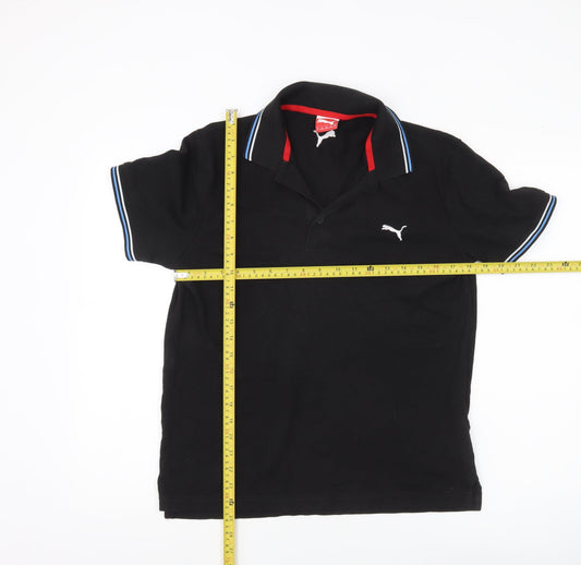 Puma Men's Black Medium Polo Shirt Short Sleeve Cotton Sport
