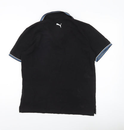 Puma Men's Black Medium Polo Shirt Short Sleeve Cotton Sport