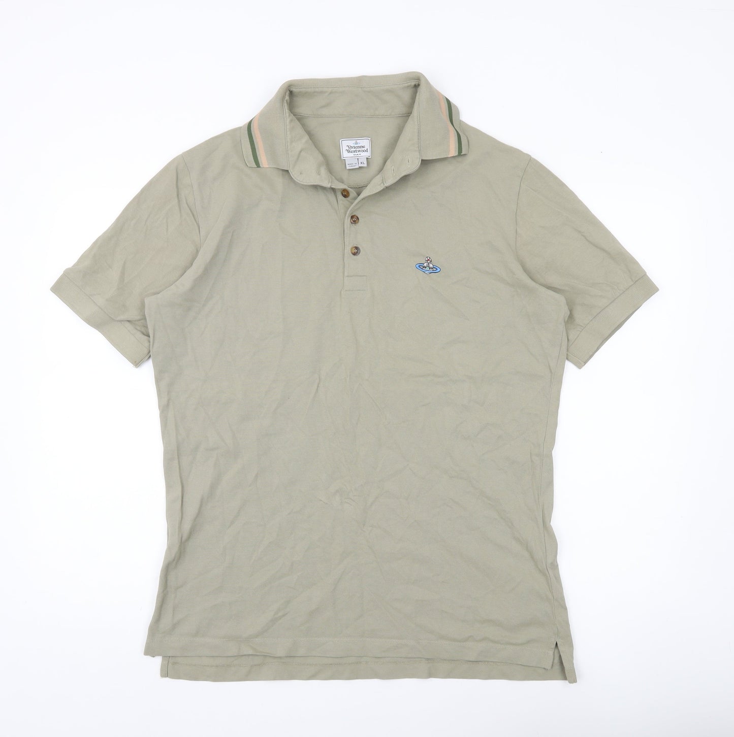 Vivienne Westwood Men’s Beige Polo Shirt XL Cotton Logo Casual