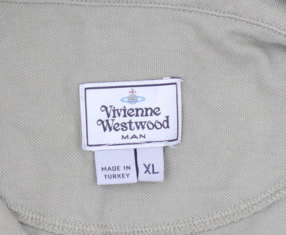 Vivienne Westwood Men’s Beige Polo Shirt XL Cotton Logo Casual