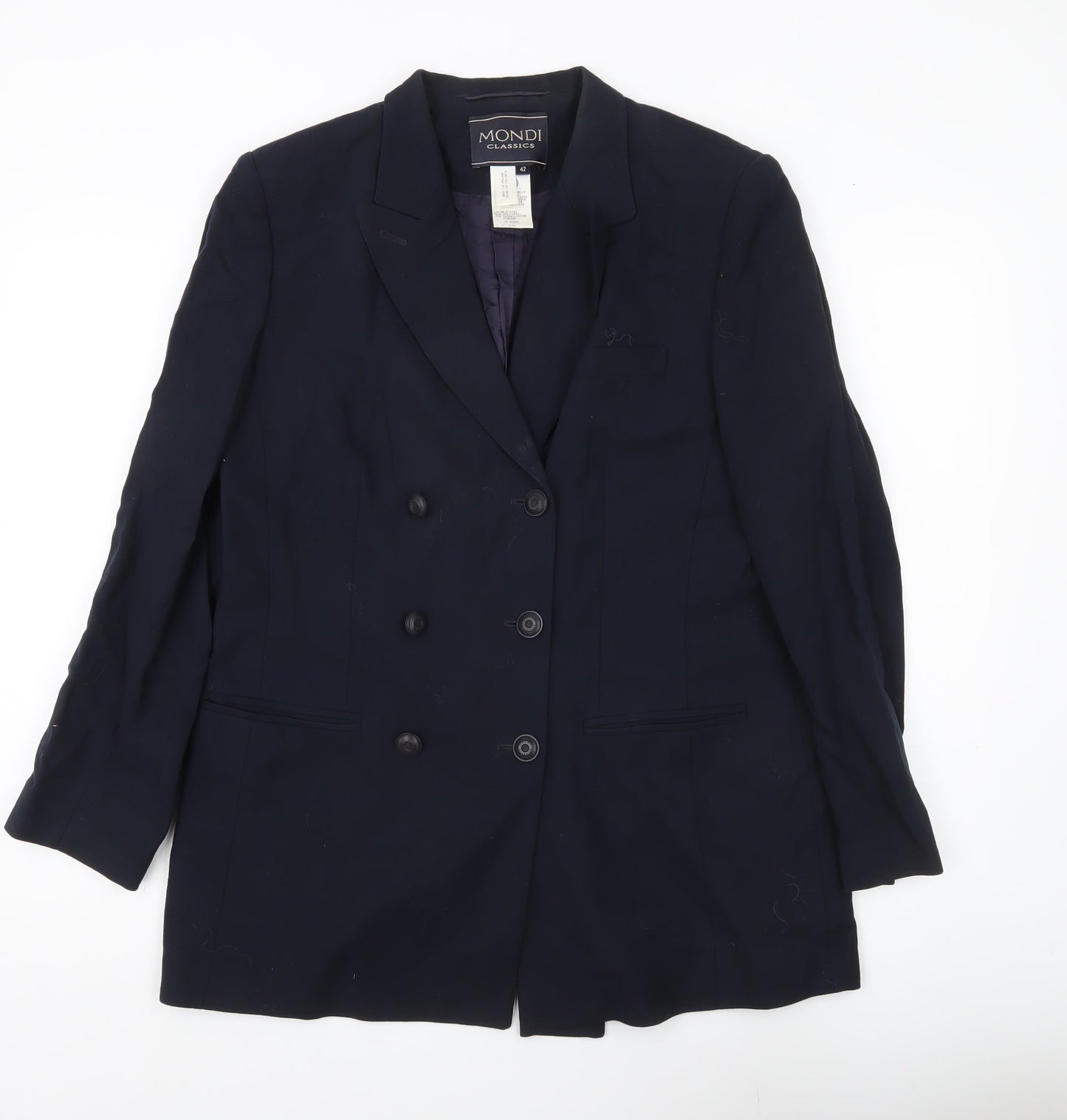 Mondi Classics Men’s Blue Wool Double-Breasted Blazer Jacket Size 42