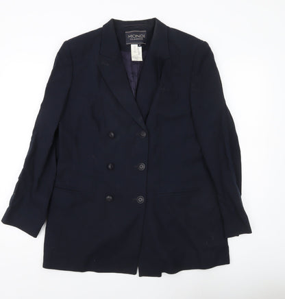 Mondi Classics Men’s Blue Wool Double-Breasted Blazer Jacket Size 42