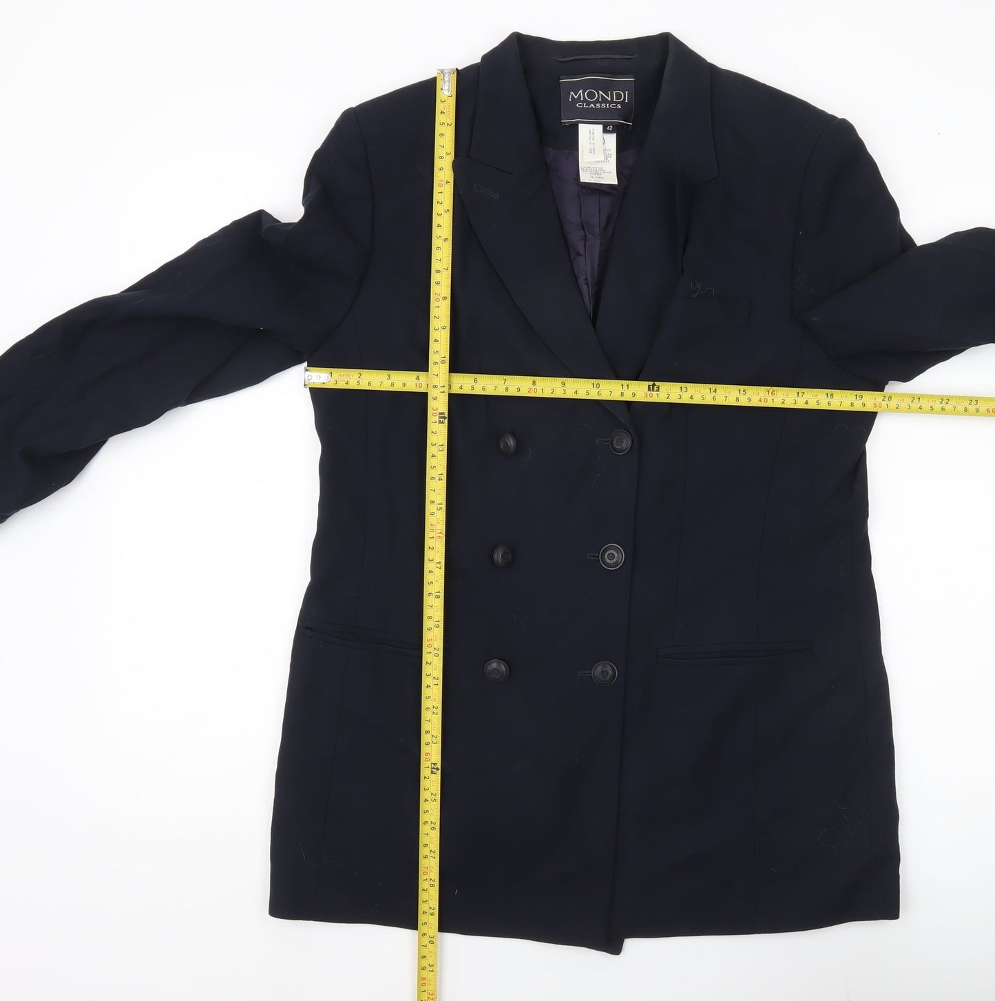 Mondi Classics Men’s Blue Wool Double-Breasted Blazer Jacket Size 42