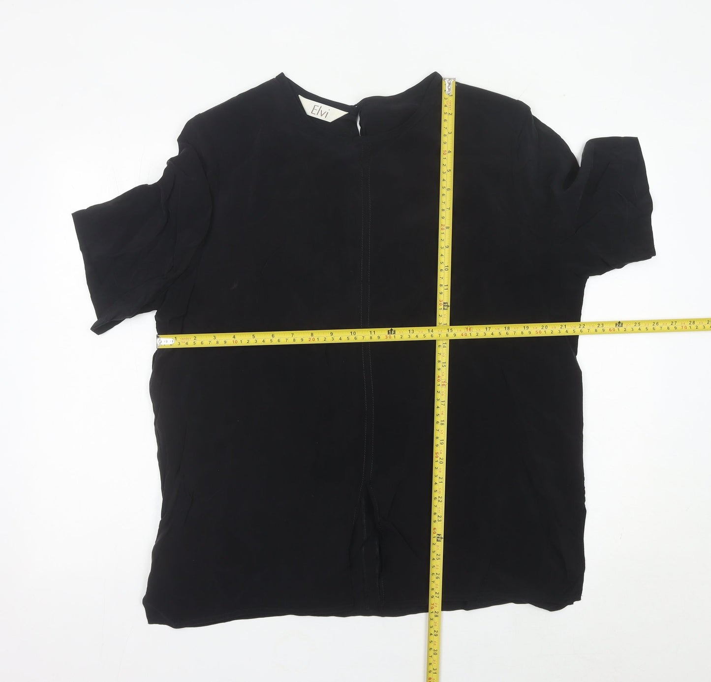 Womens UK Size 16 ELVI Black Basic Blouse