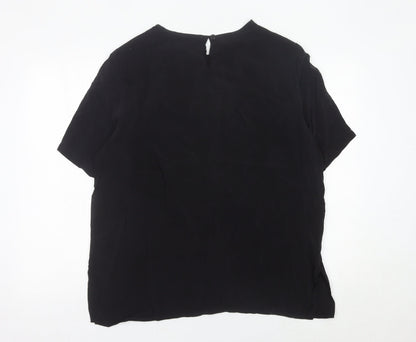 Womens UK Size 16 ELVI Black Basic Blouse