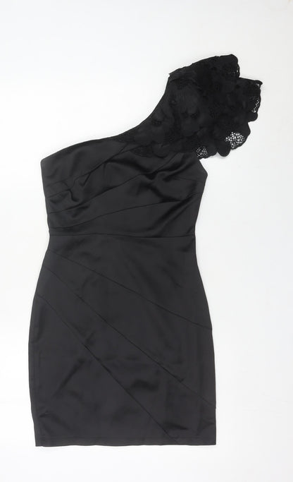 Lipsy Women’s Black Size 8 One Shoulder Bodycon Party Dress
