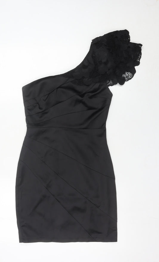 Lipsy Women’s Black Size 8 One Shoulder Bodycon Party Dress