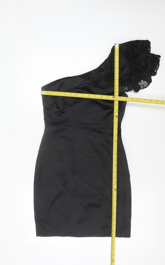 Lipsy Women’s Black Size 8 One Shoulder Bodycon Party Dress