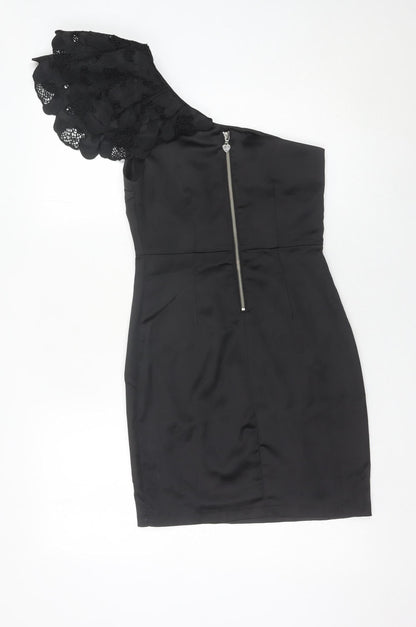 Lipsy Women’s Black Size 8 One Shoulder Bodycon Party Dress
