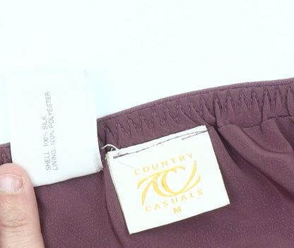 Country Casuals Women’s Purple Silk Embroidered Midi A-Line Skirt M