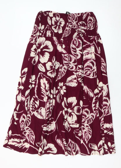 Marks and Spencer Women’s Red Floral Strapless A-Line Dress Size 8