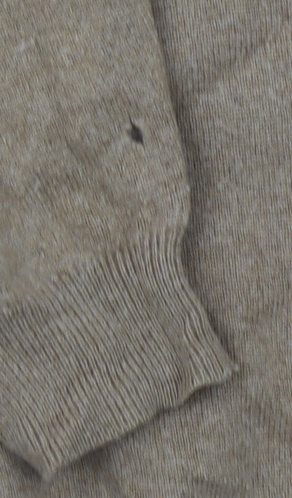 Massimo Dutti Men's Beige Wool Cashmere Silk Jumper XL Crew Neck