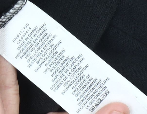 True Religion Men’s Black Full Zip Hoodie Size L Logo Graphic Cotton