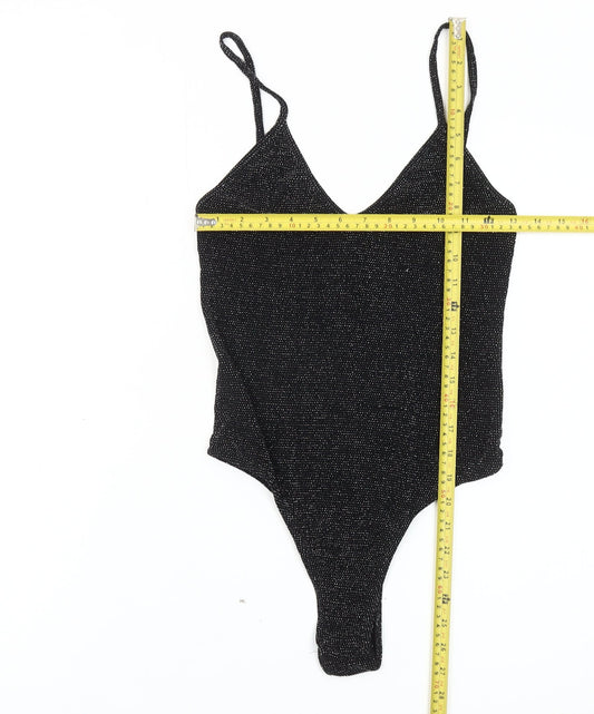 PrettyLittleThing Womens Black Size 12 Bodysuit V-Neck Partywear