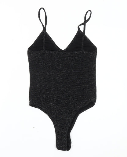 PrettyLittleThing Womens Black Size 12 Bodysuit V-Neck Partywear