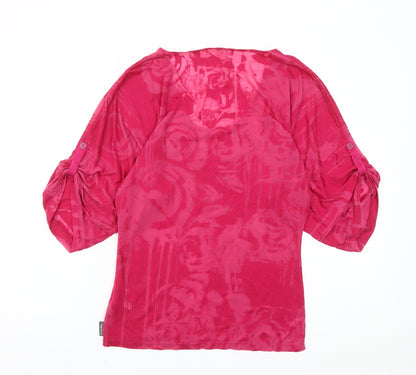 Firetrap Womens Pink Floral Scoop Neck T-Shirt Size S