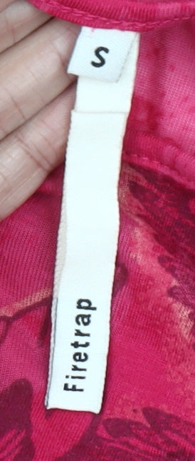 Firetrap Womens Pink Floral Scoop Neck T-Shirt Size S