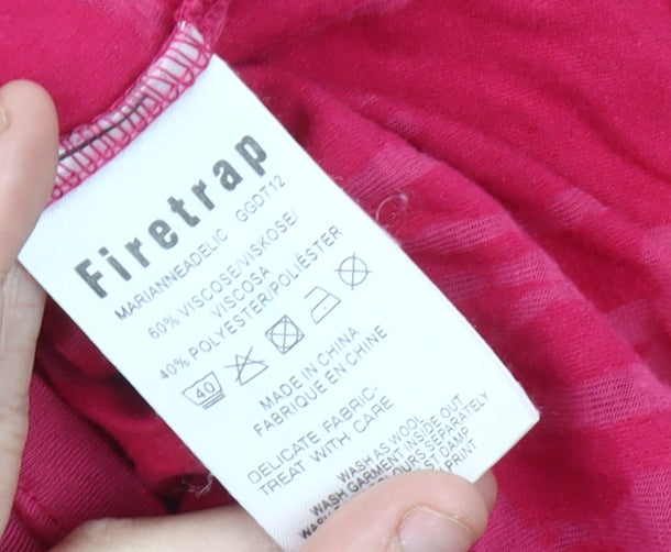 Firetrap Womens Pink Floral Scoop Neck T-Shirt Size S