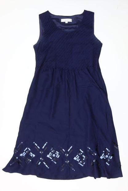 Edina Ronay Women’s Blue Silk A-Line Cocktail Dress Size 12