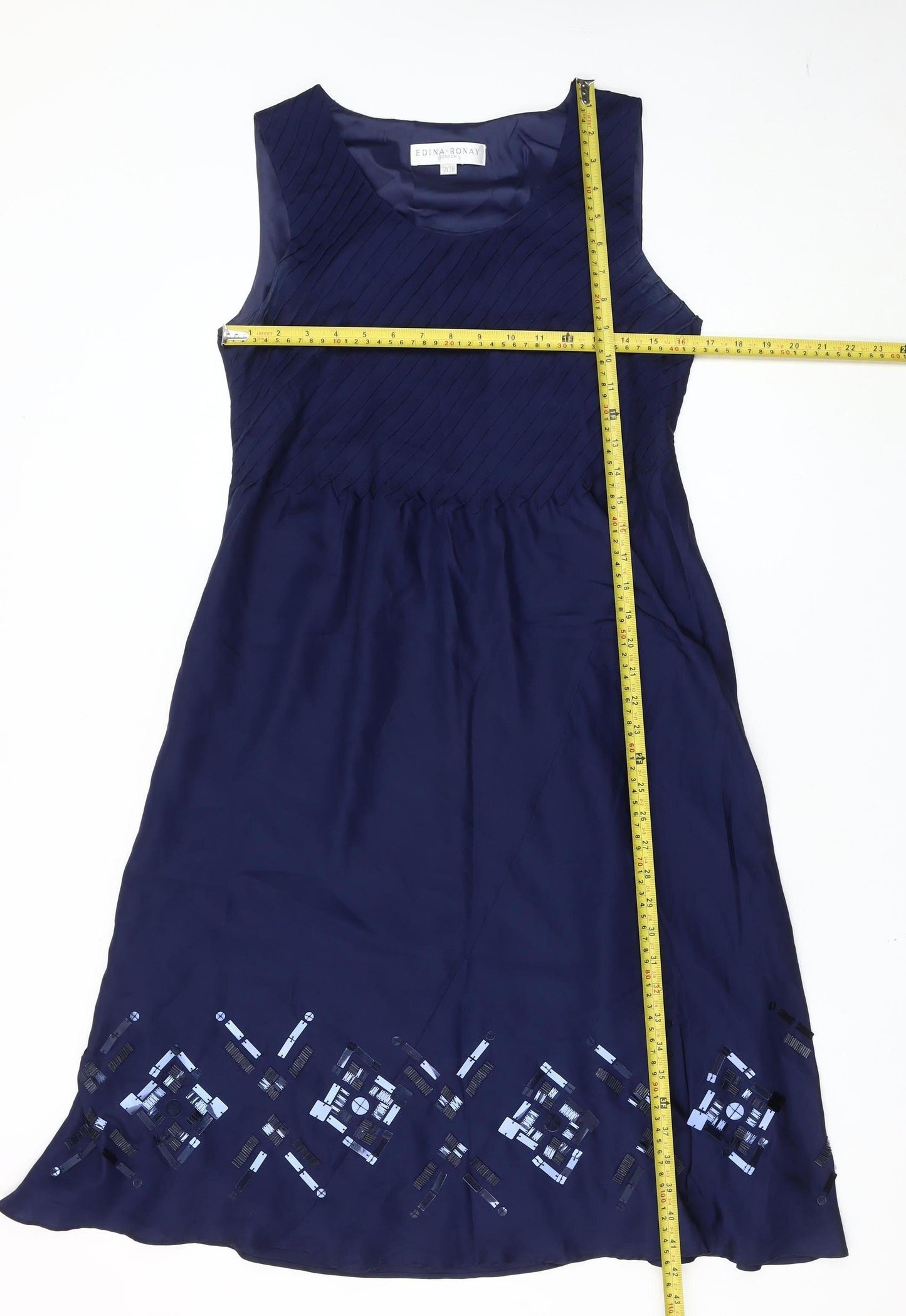 Edina Ronay Women’s Blue Silk A-Line Cocktail Dress Size 12